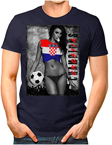 Legendary Items™ - Croatia-Champions - Herren T-Shirt EM 2020 Sexy Girl Frau Fußball Trikot Kroatien Hrvatska Vintage Navy L