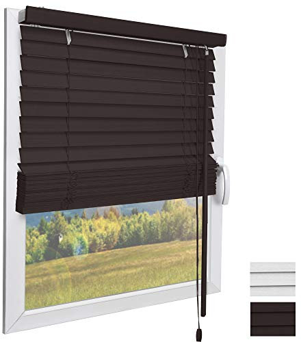 Sol Royal Holzjalousie SolDecor JH3 Jalousie aus Holz in Dunkelbraun - 140x160 cm Tür- und Fensterjalousie Holz umweltschonend produziert - Jalousien Blickschutz Fenster 3,5 cm breite Lamellen