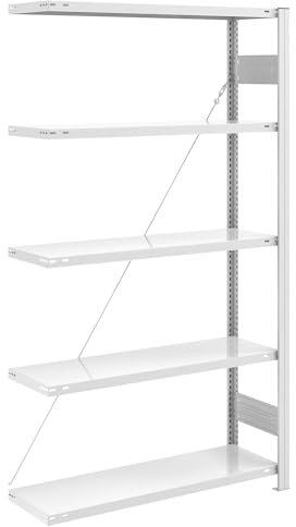 eurokraft | ESD-Steckregal | Regalhöhe 2000 mm | Anbauregal | Boden-BxT 1000 x 400 mm