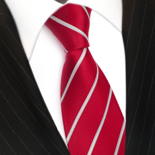 TigerTie Designer Seidenkrawatte in rot leuchtrot silber gestreift