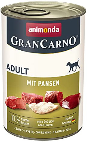 animonda GranCarno Hunde Nassfutter mit Pansen (6 x 400 g), getreidefreies Hundenassfutter ohne Zucker, für ausgewachsene Hunde, mit frischen fleischigen Zutaten
