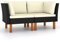 vidaXL 2X Eukalyptusholz Massiv Ecksofa Sofa Lounge Gartensofa Einzelsofa Gartenmöbel Loungesofa Gartensessel Garten Terrasse Poly Rattan
