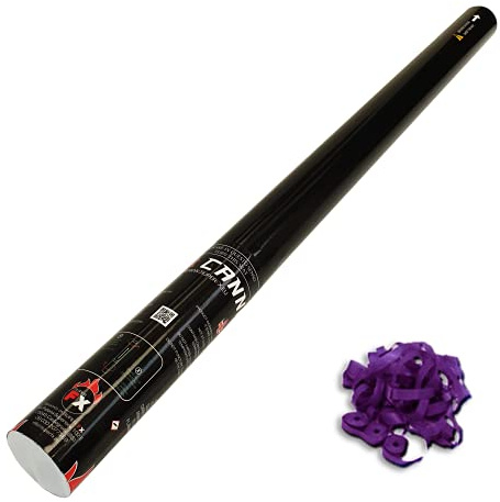 Super Cannon Manuale 80 cm - Tubo spara Stelle filanti in Carta (Confezione Singola 1 Pezzo, Viola)