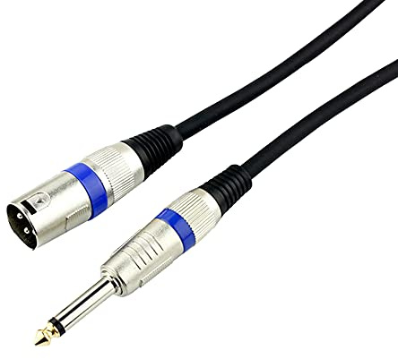 NA 6.35 Mono to XLR 3 Pin Male Mixer Lines Jack Microphone Cables Mixer Microphone Cables for Audio Signal Transmission - 1m