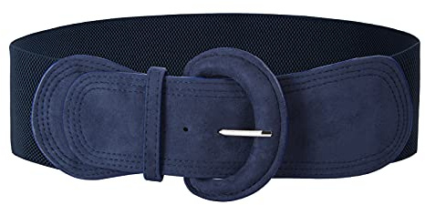 GRACE KARIN Women Wide Elastic Waist Belts Stretchy Suede Dress Belt Ladies Cinch Waistband Navy L