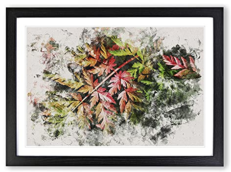 Fern Leaves Vol.2 Watercolour Framed Print | A2 Black Framed Wall Art | Ready to Hang | Modern Floral Picture | Living Room Bedroom Lounge Office