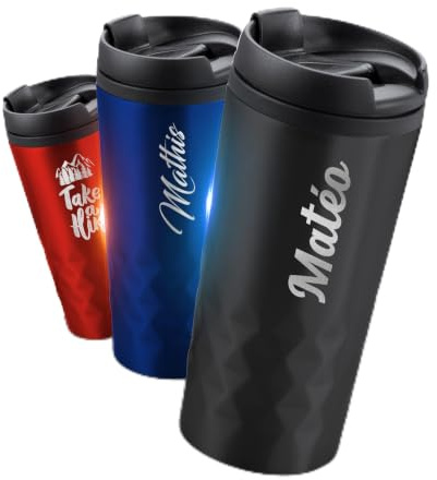 GRAVURE CONCEPT Gobelet Isotherme Personnalisable - 300ml (SALAK) - Noir | COFFEE TUMBLER - Mug Personnalisé - Haute qualité - Finition premium - Personnalisation sur mesure