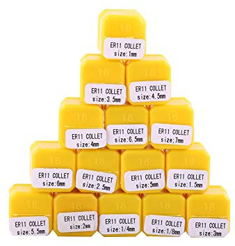 Nimomo ER11 Spannzangen Set, 15 Stück Spring Collet Set Präzisionsfeder Spannzangensatz 1-7mm 1/81/4, ER11 Collet Set Spannbuchsen-Set Für CNC Gravur Fräs Drehfutter Werkzeug