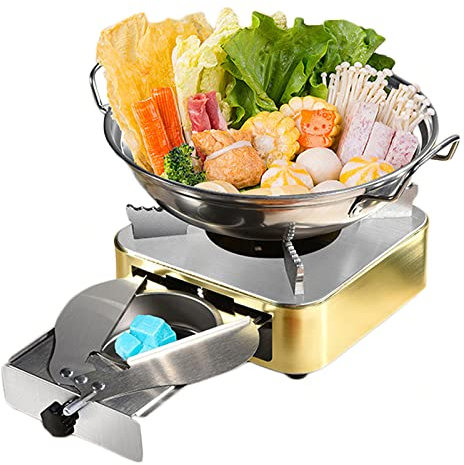 Camping Stove Spirit Cooker, Stainless Steel Camping Cookware, Portable Alcohol Stove, Alcohol Burner, Alcohol Heater for Indoor Use, Camping, Backpacking, Gear Hiking,Gold
