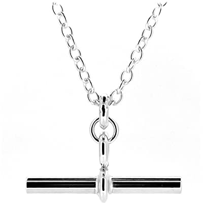 T Bar Necklace Sterling Silver Chain 2.5cm Albert Pendant