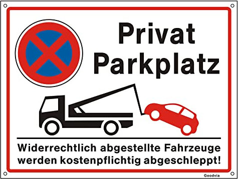 Goodvia XXL Privat Parkplatzschild 40 x 30 cm Kunststoff Schild Privatparkplatz Schild Groß Warnschild mit UV Schutz für Außenbereich Innenbereich
