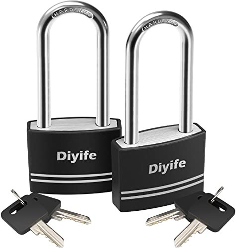 Aluminium Vorhängeschloss 40MM, [Wasserdicht] Diyife 2 Stück 4 Schlüssel Schlösser mit 63MM Langem Bügel, für Schulspinde, Turnhallen, Werkzeugkisten, Reisegepäck, Koffer, Aktentaschen, Rucksäcke