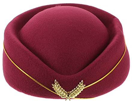 Abaodam Flugbegleiterinnenmütze Für Damen Superweiche Textur Einheitsgrößig Elegantes Design Für Kostüme Cosplay Und Bühnenauftritte in Leuchtenden Farben Wie Weinrot Leicht Zu Waschen TRO