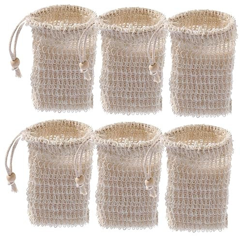 PLAFOPE 6stücke Seifensparbeutel Aus Netzgewebe Pack Luffa-beutel Für Seifenstücke Tragbarer Seifenbeutel Mit Kordelzug Geeignet Für Handseife Gesichtsseife Und Mehr Seifenzubehör Für Haus