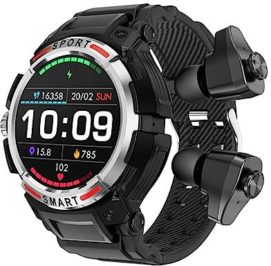 Zephyrion Smartwatch avec écouteurs TWS, moniteur de fitness de 1,43 pouces, écran tactile AMOLED, smartwatch pour homme avec moniteur de fréquence cardiaque et surveillance du sommeil, réponse et