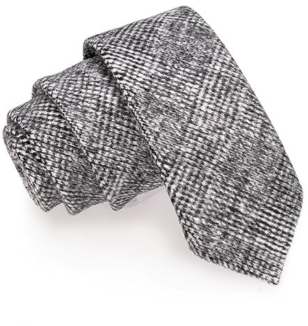 JEMYGINS Herren Schmale Krawatte aus Wolle 6CM - Modische Herren Wolle Krawatte in Schmalem Design mit klassischem Stil,schwarze und weiße Streifen