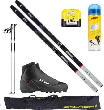 Generisch Atomic Langlaufski-Set Savor XC + Bindung + Schuhe + Stöcke + Skisack + Grip/Glide + Express mini (Skilänge 163cm (Körpergewicht 55-70 kg))