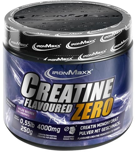 Creatine Powder 500g Wildberry - Hochdosiertes & 100% reines Creatin Monohydrat Pulver, 4000mg Kreatin pro Portion, Vegan & zuckerfrei, Mit fruchtigem Geschmack