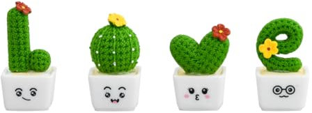 Azonelife 4 Pezzi Figurina Resina Cactus Miniatura, Figurina di Cactus Piccola, Miniature Ornamenti giardino Cactus, Decorazione di Automobili Cactus per Automobili Interni Cashboard Tavolo da Casa