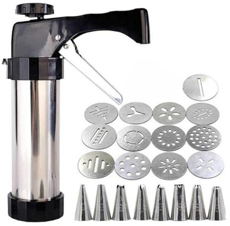Stainless Steel Pastry Syringe Stainless Steel Cake Cookie Press Machine Cake Cream Decorating Nozzles Mold Pastry Syringe Extruder Kitchen Baking Tool Cake Syringe Set