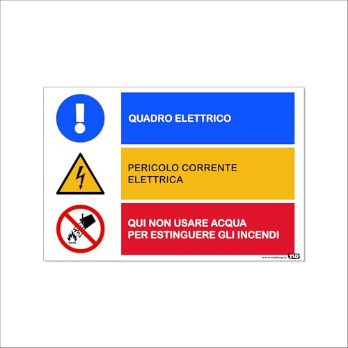 GLOBAL CARTELLO SEGNALETICO - Quadro elettrico, pericolo - Segnale Adesivo Extra Resistente, Pannello in Forex, Pannello In Alluminio (Pannello In Plastica, 20x31 cm)
