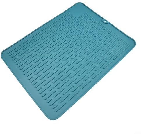 Alfombrilla de silicona para secar platos, para escurrido fácil de limpiar, alfombrilla de fregadero para encimera de cocina, 40 x 30 cm, salvamanteles antideslizante, mantel de mesa, soporte para