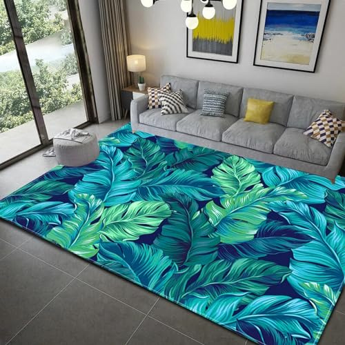 3D Foglie Di Banano Di Piante Tropicali Stampa Tappeto Salotto Grande Pelo Corto Moderno, Moquette Antiscivolo, Grandi Soggiorno Bambini Camera Da Letto Decorazi 200 X 300 Cm / 78.74 X 118. -4I2Z4Z8