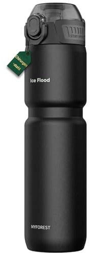 MYFOREST 700 ml Borraccia Termica per Bici, Acciaio Chirurgico: Senza Sapore di Plastica, Presa più Forte per MTB e Ghiaia, Veloce/Lento Sorso 2-in-1, Rivestimento Antigraffio (Nero opaco)