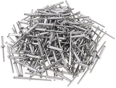 Terryshop74® Set Rivetti Ciechi in Alluminio per Rivettatrice – 4,8x10 mm – Confezione da 64 Pezzi – Rivetti a Strappo Resistenti
