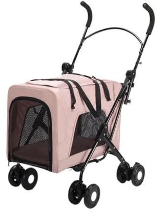 Hundvagn Kattvagn Avtagbar Husdjursvagn Med 4 Hjul Hopfällbar Hundvagn Kattvagn För Medelstora Små Hundar Husdjursvagn(Pink)