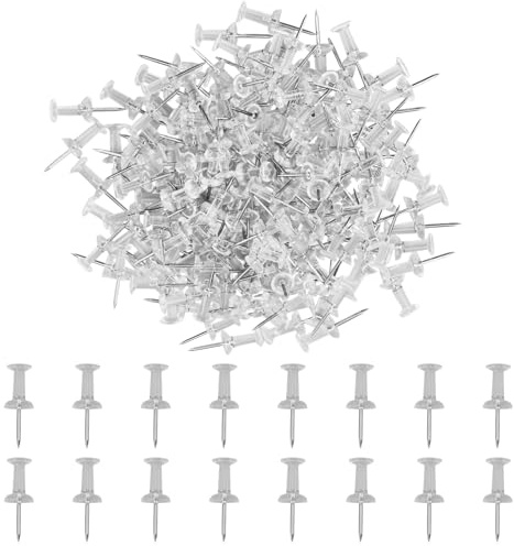 200 st genomskinliga tryckstift, fästen, ritstift, plasthuvud ritning poster nålar, genomskinliga affischnålar för vägghängningar, korkbräda, kartor affischer foton, anslagstavla, anslagstavla,