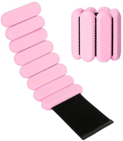 Handledsvikter ankelvikter set med 2 justerbara för träning promenader jogging yoga löpning aerobics pilates dans viktbärande armband fitnessarmband (rosa, 0,9 kg)