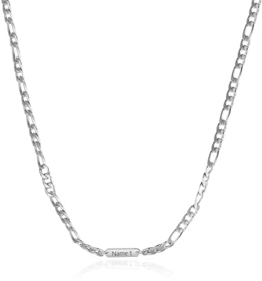 Jeweidea Personalisierte Kette Mit Namen - Edelstahlkette Herren Mit Gravur - Namenskette Personalisiert - Geschenk für Männer, Vatertag, Jahrestag, Ihn