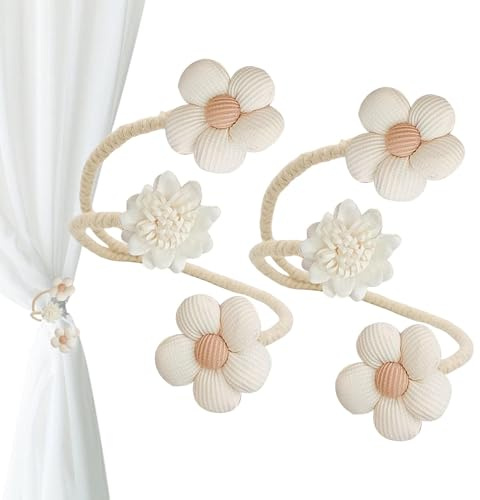 Abrazaderas de Cortinas de Flores,lindas abrazas de Cortinas - Abrazaderas de Cortinas con Correa Torcida Clips de Retención para Cortinas | Abrazaderas Flexibles, Abrazaderas de Cortinas Decorativas