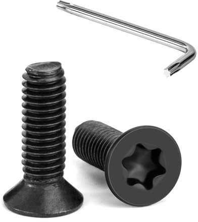 Tunejoy Försänkta huvudskruvar M6 x 20 mm svart torxskruv rostfritt stål maskinbult A2 V2A platt huvudskruvar med T30-skiftnyckel full gänga 20 st