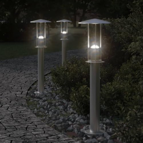 Gecheer Lampada da terra per esterni, 60 cm, in acciaio inox, luce per esterni, decorazione per giardino, vialetto, esterno, cortile, balcone, festa, piscina