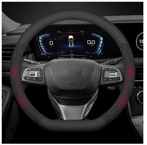 Cubierta Para Volante Para Chery Para Exeed Para TXL Para TX Para VX Para LX Para RX Fibra Carbono Gamuza Cuero Microfibra Antideslizante Protector Volante Coche Auto Funda Para Volante De Coche(D Lea