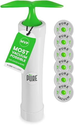 PURE MVP Mason Jar Vacuum Sealer Kit | 3X Faster & 8X the Vacuum of Electric | Premium Handheld High-Suction Vacuum Sealer for Jars | Perfect Seal for Juice, Smoothies, Food for Maximum Freshness