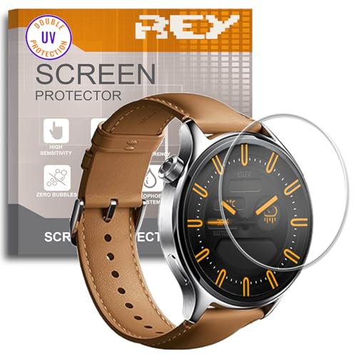REY Protector de Pantalla para XIAOMI Watch S1 Pro, Cristal con Doble Protección UV, Vidrio Templado Premium 9H+