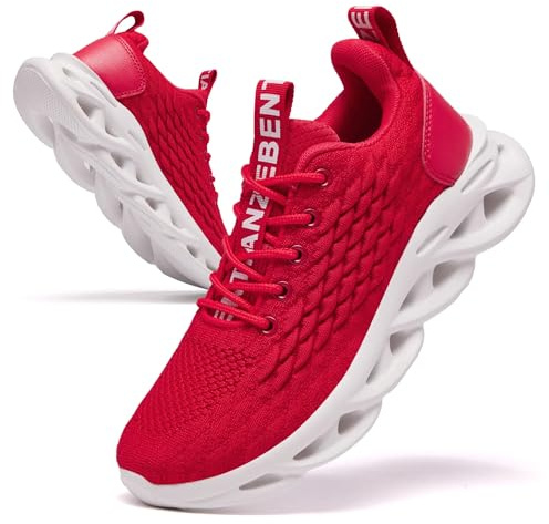 TIANZEBEN Scarpe da ginnastica da donna, scarpe da corsa, da tennis, da palestra, traspiranti, per il tempo libero, alla moda, leggere, Colore: rosso, 38 EU