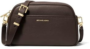Michael Kors Jet Set Small Camera Crossbody Bag, Gold-Tone Hardware/Embossed Goat Leather/Chocolate
