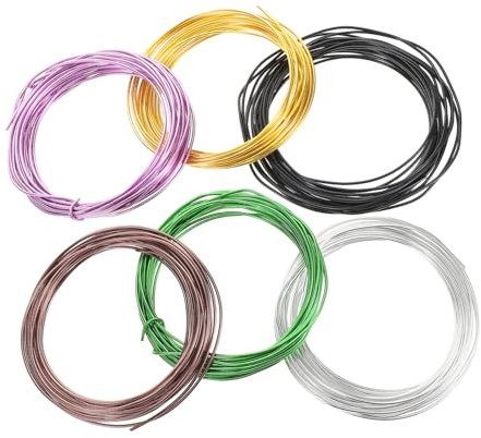 Alambre de Aluminio de Colores para Joyería y Manualidades, 6 Rollos