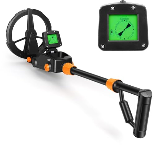 AXFEE Metalldetektor Kinder, IP66 Wasserdichter Faltbar Metallsuchgerät mit Suchspule, LCD-Display und Tonanzeige, Tragbar Leichtgewicht Metalldetektor für Kinder mit Erkundung im Freien(Schwarz)