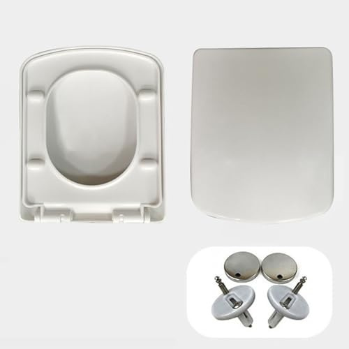 JNTFNE Abattant WC carré Blanc à Fermeture Douce et à dégagement Rapide, charnières réglables pour Salle de Bain, Couvercle, 35,5 x 43,5 cm (35,5 x 43,5 cm)