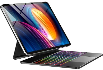 Vobafe für iPad Air 13 Zoll Hülle mit Tastatur M3 2025/M2 2024, Magic Keyboard für iPad Pro 12.9 6./5./4./3. Gen, Magnetisches Schwebendes Hülle, 360° Drehbare Ständer, Multi-Touch Trackpad, Schwarz
