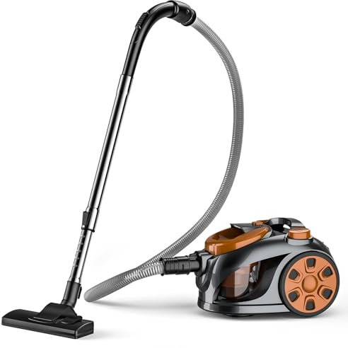 EagerMinds Aspiradora sin bolsa, potente aspiradora de suelo de 3300 W, filtro HEPA boquilla de suelo para parqué, caja de polvo de 3 l, radio de acción de 5 m, para pelo de animales/alfombras/suelos