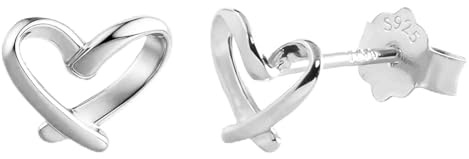 Mintolex Solid 925 Sterling Silver Love Heart Stud Earrings Hypoallergenic Flatback for Women Valentine Gift Party Jewelry