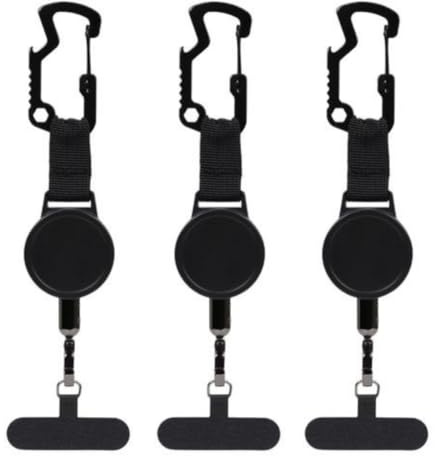 Retractable Phone Tether, 2 Pieces Extendable Lanyard With 23.6-Inch Cord, Anti Pickpocket Phone Strap, Keychain Clip For Smartphone Travel Cycling Climbing Skiing Fishing Outdoor Work
