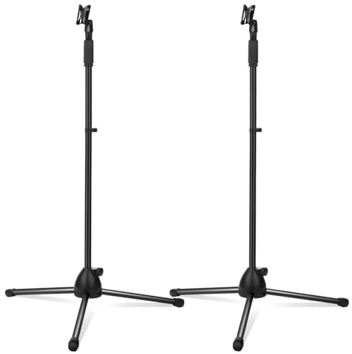 Xuhal 2 Pack Adjustable Height Microphone Tripod Stand Microphone Stand Adjustable Karaoke Mic Holder Speech Universal Floor Standing for Singing Live Stream Stage, Total Height 60