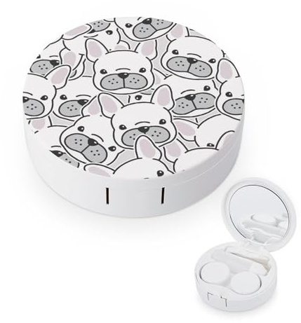 fkgvwo Contact Lens Case Bulldog White Contact Lens Box Travel Kit Portable for Travel & Home
